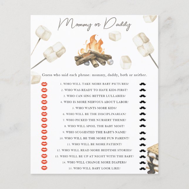 Chá de fraldas Bonfire - mamãe ou jogo de pai (Frente)