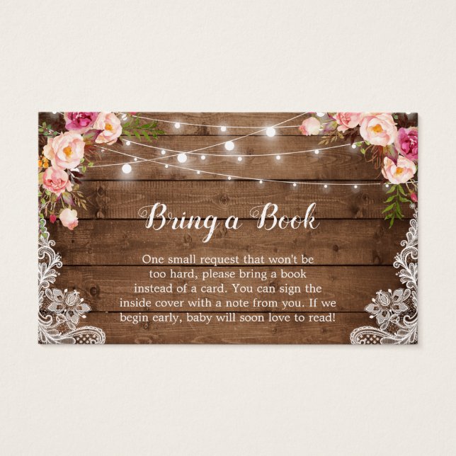 Chá de fraldas Book Request Rustic Pink Floral Lac (Frente)