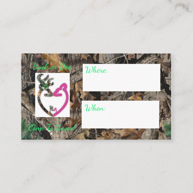 Chá de fraldas Buck ou Doe/revelar convite (Frente)