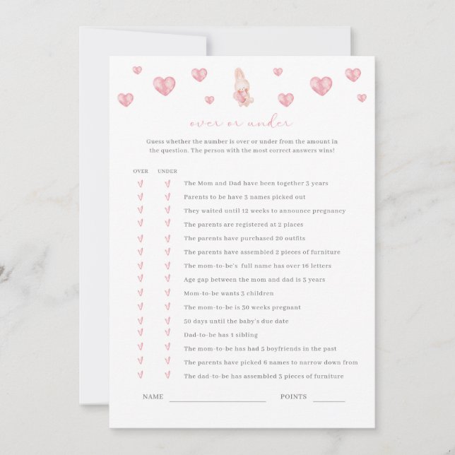 Chá de fraldas Coelho do Coração Sobre O Jogo (Frente)