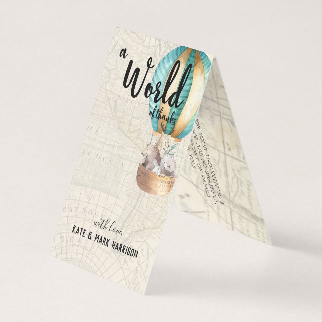 Chá de fraldas com viagem | Obrigado Nota (Frente)