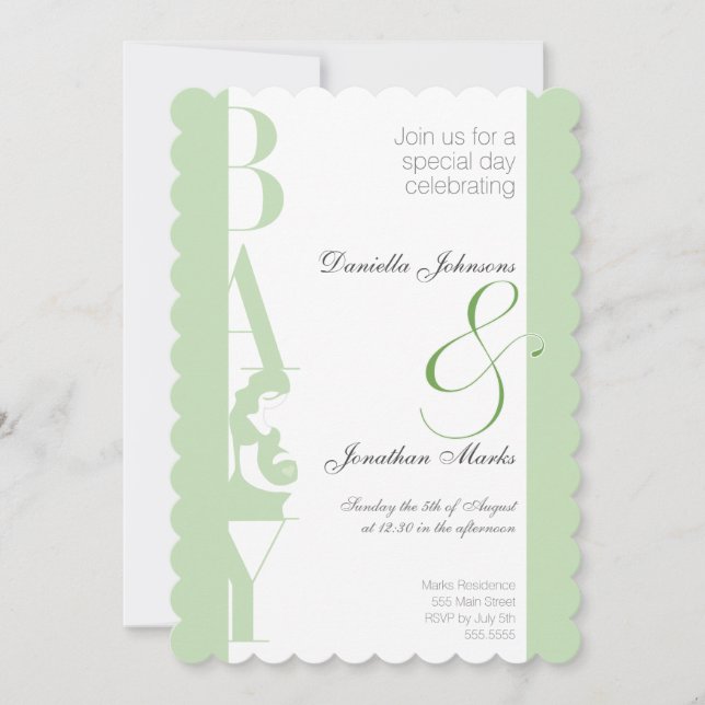 Chá de fraldas Convide Bebê de Convite no Conselho (Frente)