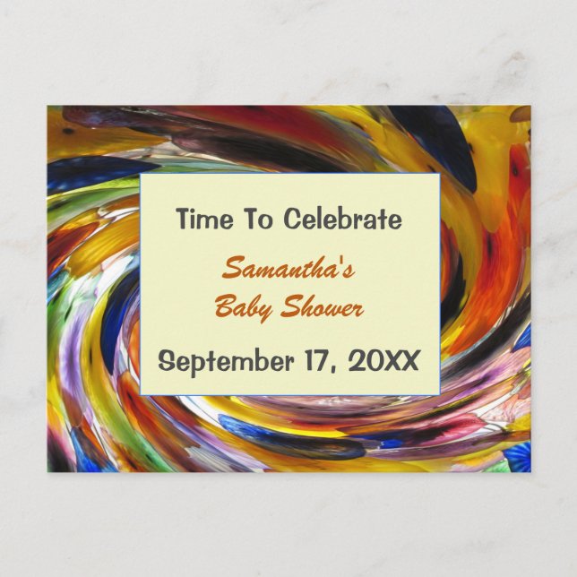 Chá de fraldas Convite Sexo Neutro Colorido (Frente)