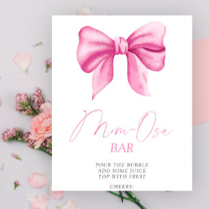 Chá de fraldas cor-de-rosa - Poster bar da Mãe-osa