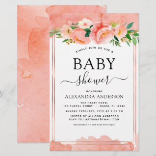 Chá de fraldas Coral de Orçamento Pêssego Convi