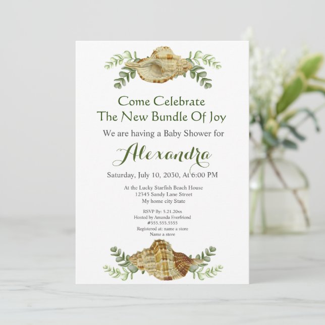 Chá de fraldas Costeiro de Grelha de Seashell (Em pé/Frente)