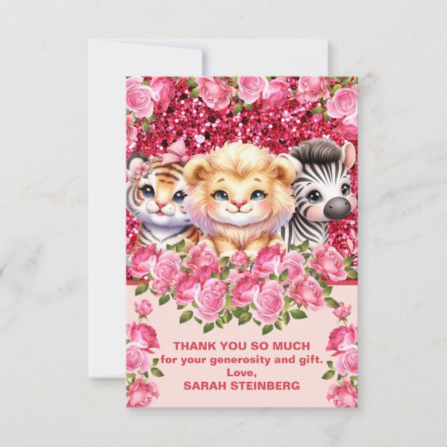 Chá de fraldas da garota Obrigado Cartões (Frente)