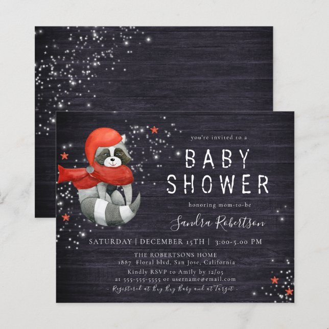 Chá de fraldas da Madeira de Raccoon de Natal (Frente/Verso)