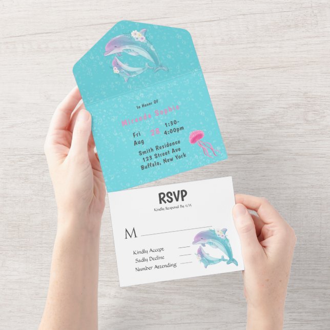 Chá de fraldas da Mãe e Bebê Dolphins Girl (Aba destacável)