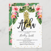 chá de fraldas de abacaxi tropical Aloha convite