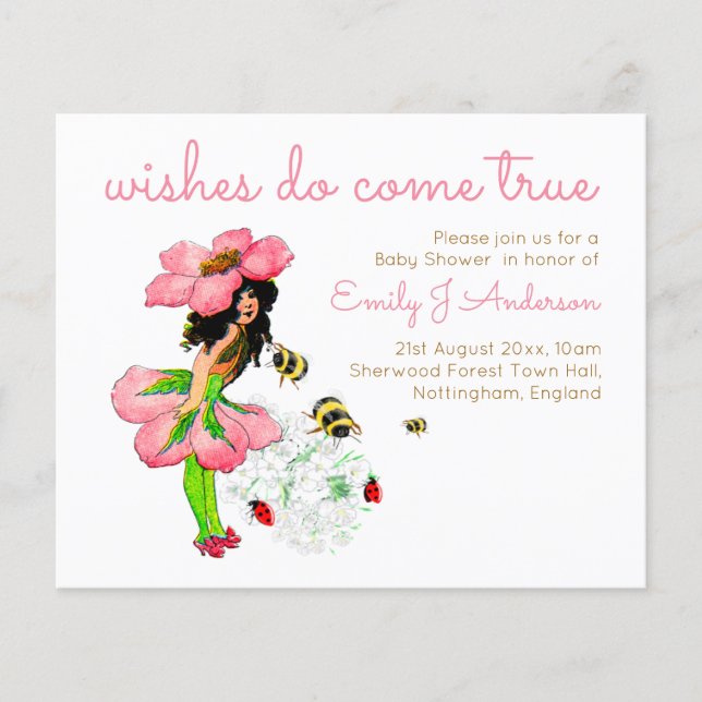 Chá de fraldas de Abelhas Rosa-Rosa Fada de Flor V (Frente)