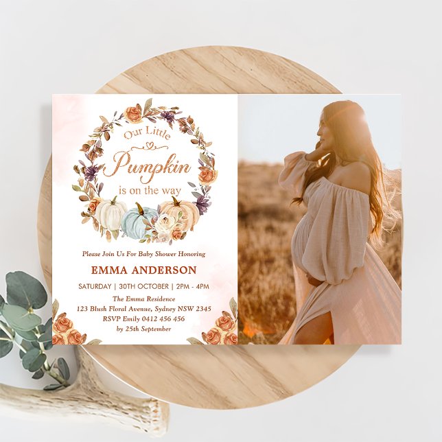 Chá de fraldas de abóbora Convite de festas Floral (Criador carregado)