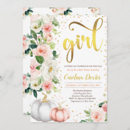 Chá de fraldas De Abóbora Convite Rosa Esbranquiça