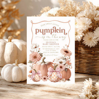 Chá de fraldas de Abóbora Menina Convite Floral