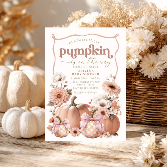 Chá de fraldas de Abóbora Menina Convite Floral (Criador carregado)