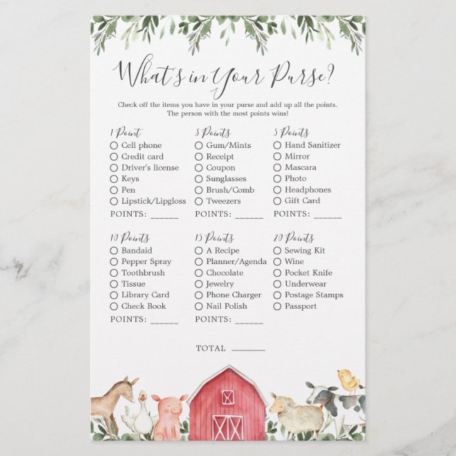 Chá de fraldas de animais de fazenda O que há na s (Frente)