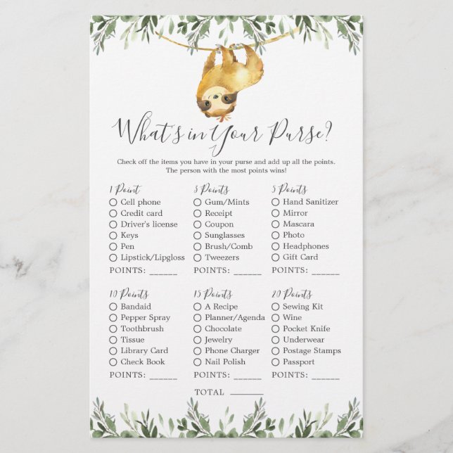 Chá de fraldas de animais de preguiça O que há na  (Frente)