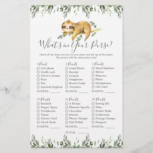 Chá de fraldas de animais de preguiça O que há na  (Frente)