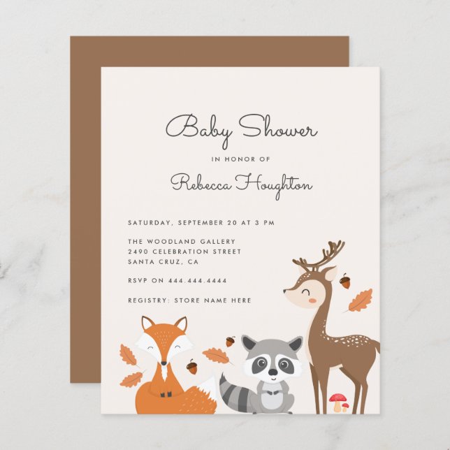 Chá de fraldas de Animais Florestais Neutros do Gê (Frente/Verso)