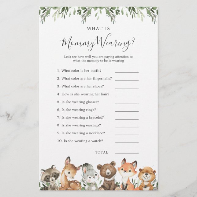 Chá de fraldas de animais florestais O que Veste a (Frente)