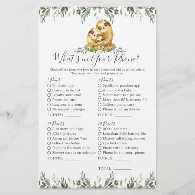 Chá de fraldas de animais idiotas O que há no seu  (Frente)