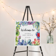 Chá de fraldas de aquarela do cacto bem-vindo