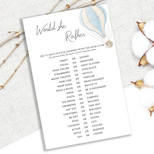 Chá de fraldas De Balão De Ar Quente Azul Ela Pref (Criador carregado)