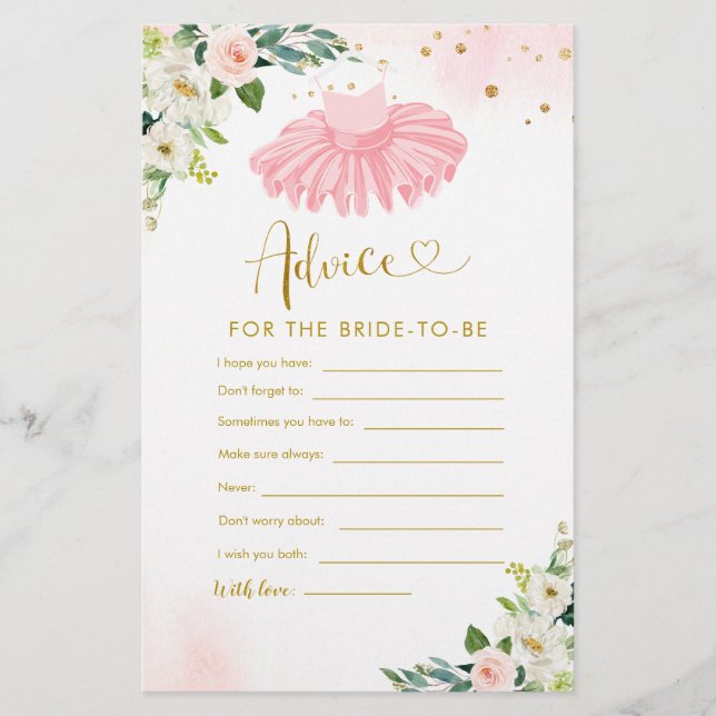 Chá de fraldas de Ballerina Tutu - Aviso para a Pl (Frente)