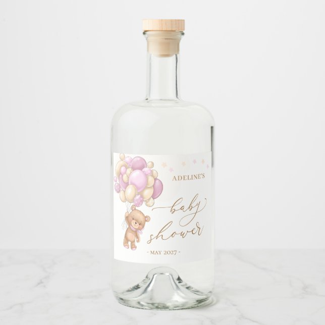 Chá de fraldas de Balões Rosa de Urso Teddy (Frente)