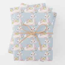 Chá de fraldas de Bebê Llama Branco e Azul