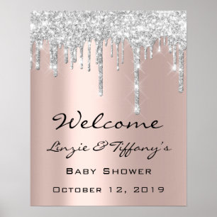 Chá de fraldas de Boas-vindas do Poster Silver Dri