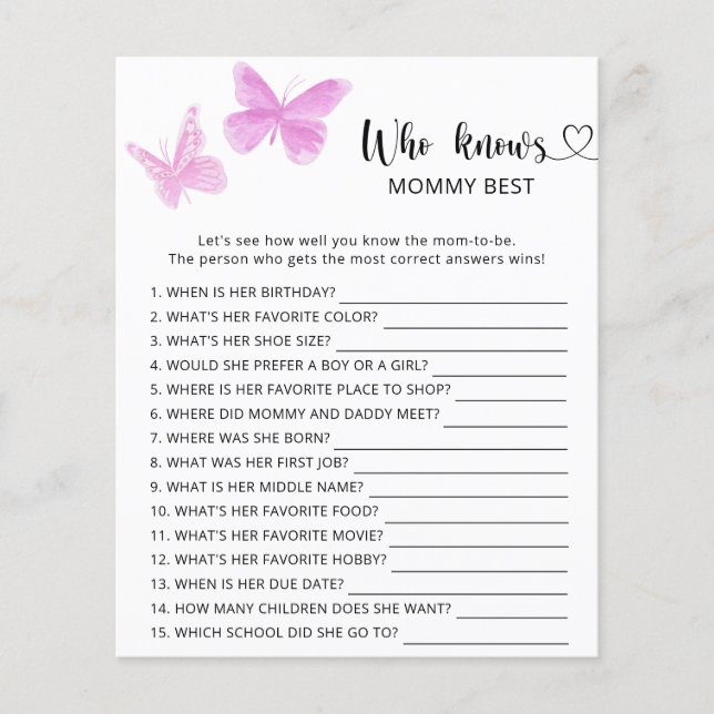 Chá de fraldas de borboletas, que conhece melhor a (Frente)