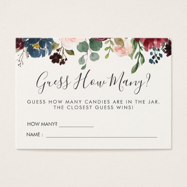 Chá de fraldas de Buquê Borgonha | Jogo de Adivinh (Frente)