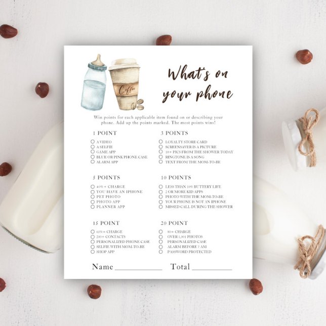 Chá de fraldas de café - O que há no seu jogo tele (Criador carregado)