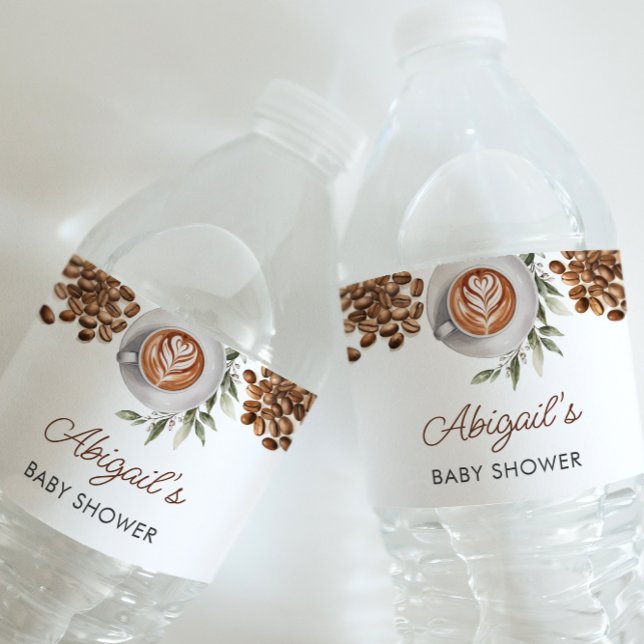 Chá de fraldas De Café - Rótulo Da Garrafa (Coffee Baby Shower - Water Bottle Label)