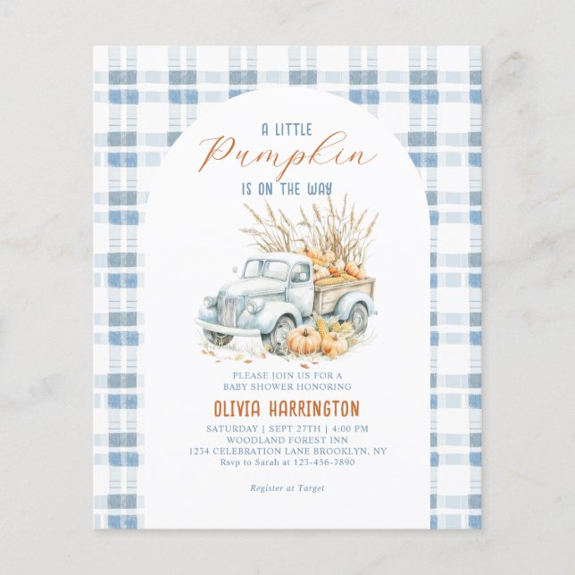 CHÁ DE FRALDAS de Carro de Pumpkin Blue (Frente)