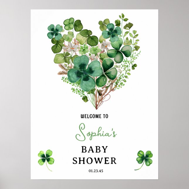 Chá de fraldas de Charm Shamrock Poster (Frente)