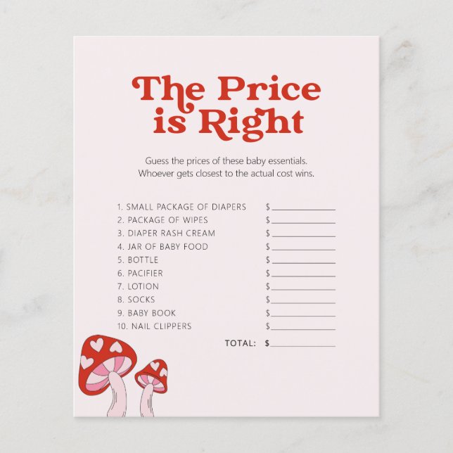 Chá de fraldas De Cogumelo Bonito - Jogo - Adivinh (Frente)