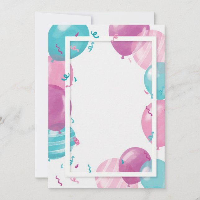 chá de fraldas de convite para balões modelo (Frente)