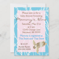 Chá de fraldas de Convite Rosa/Tartaruga Turquesa