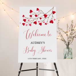 Chá de fraldas de Corações Vermelhos Modernos