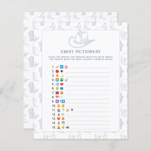 Chá de fraldas de cowboy Emoji (Frente/Verso)