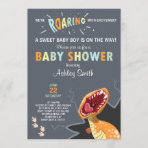 Chá de fraldas de dinossauro convite Dino Baby Boy