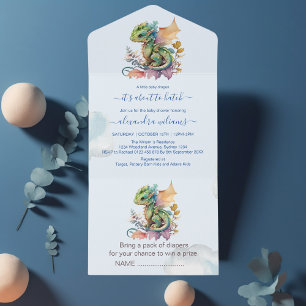 Chá de fraldas de Dragão Teal Azul Whimsical