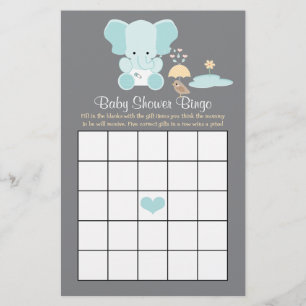 Chá de fraldas de Elefante Azul Bingo