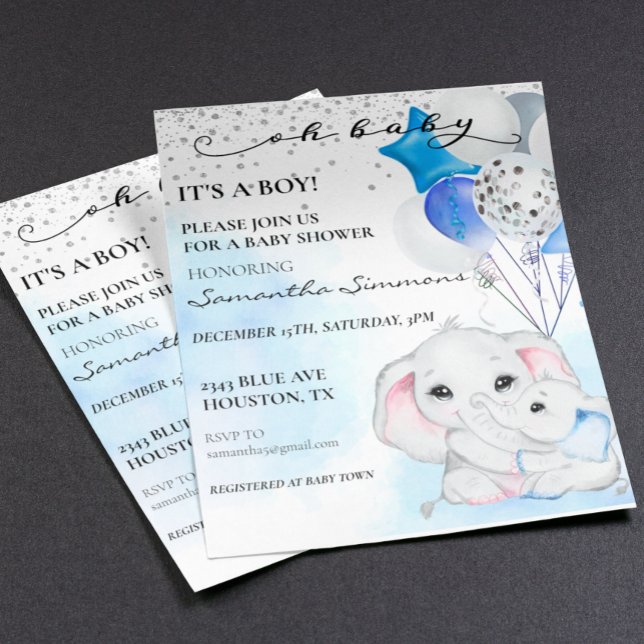 Chá de fraldas de Elefante Azul É um Balão de Meni (Criador carregado)