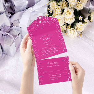 Chá de fraldas de estrelas brancas rosa RSVP