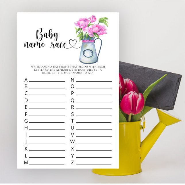 Chá de fraldas de flores - Jogo de corrida do nome (Criador carregado)