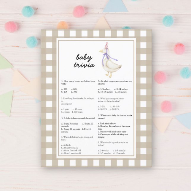 Chá de fraldas de ganso bobo - Jogo da trivia bebê (Criador carregado)