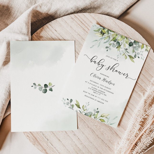 Chá de fraldas de Greenery eucalyptus Convite (Criador carregado)